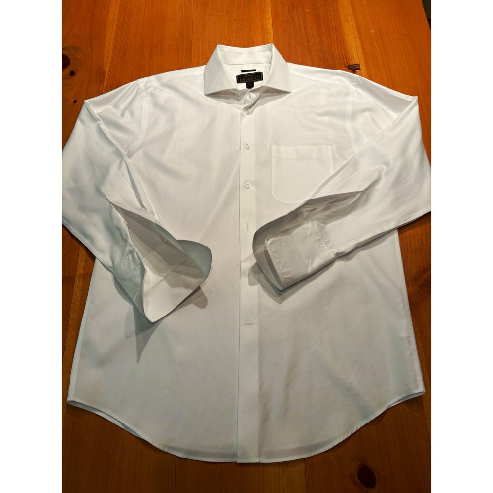 Jos A Bank Reserve Men's XL 16-38 White Dress Shirt Egyptian Cotton Herringbone